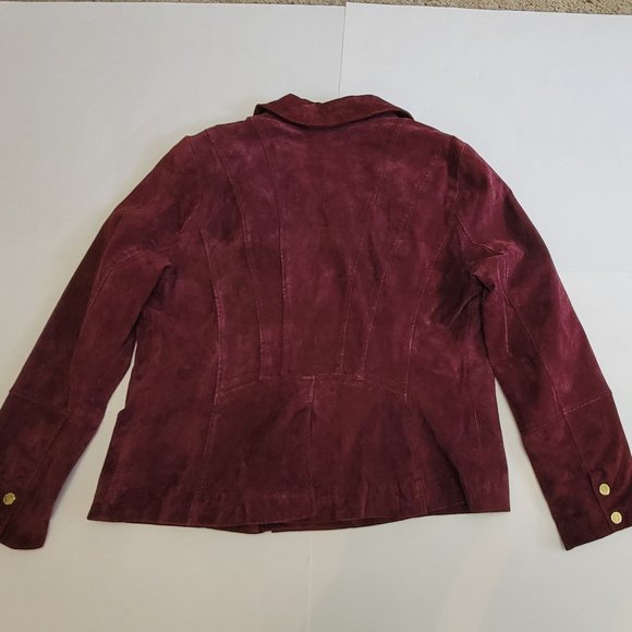 Isaac Mizrahi Burgundy Leather Jacket - Picture 10 of 16